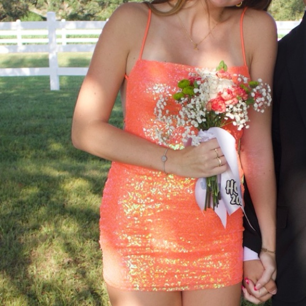 Lucy in the Sky Vibrant Orange Sequin Mini Dress